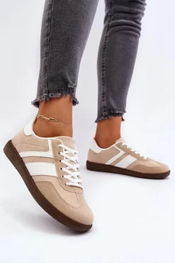 Clearance Damskie Niskie Sneakersy Buty Sportowe Beżowe Eudiopis Damskie Buty Sportowe Na Platformie|Sneakersy Damskie