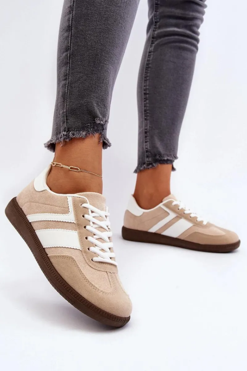 Clearance Damskie Niskie Sneakersy Buty Sportowe Beżowe Eudiopis Damskie Buty Sportowe Na Platformie|Sneakersy Damskie