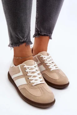 Clearance Damskie Niskie Sneakersy Buty Sportowe Beżowe Eudiopis Damskie Buty Sportowe Na Platformie|Sneakersy Damskie