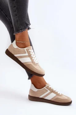 Clearance Damskie Niskie Sneakersy Buty Sportowe Beżowe Eudiopis Damskie Buty Sportowe Na Platformie|Sneakersy Damskie