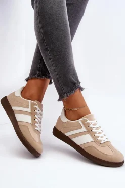 Clearance Damskie Niskie Sneakersy Buty Sportowe Beżowe Eudiopis Damskie Buty Sportowe Na Platformie|Sneakersy Damskie