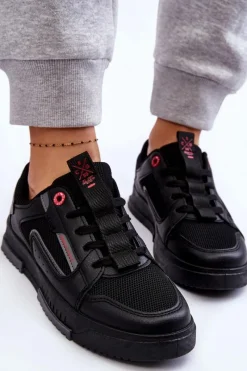 Discount Cross Jeans Damskie Niskie Sneakersy LL2R4012C Czarne Czarny