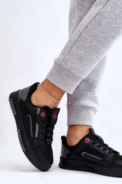 Discount Cross Jeans Damskie Niskie Sneakersy LL2R4012C Czarne Czarny