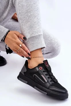 Discount Cross Jeans Damskie Niskie Sneakersy LL2R4012C Czarne Czarny