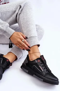 Discount Cross Jeans Damskie Niskie Sneakersy LL2R4012C Czarne Czarny