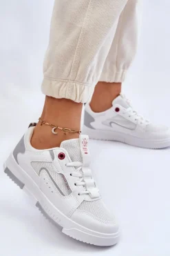 Online Cross Jeans Damskie Niskie Sneakersy LL2R4011C Białe Biały