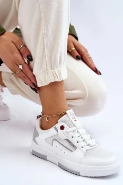 Online Cross Jeans Damskie Niskie Sneakersy LL2R4011C Białe Biały