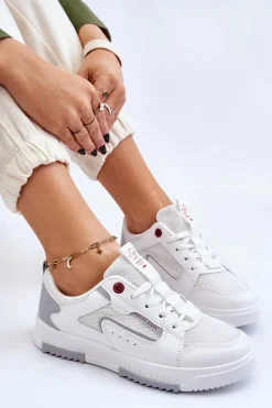 Online Cross Jeans Damskie Niskie Sneakersy LL2R4011C Białe Biały