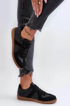 Sneakersy Damskie>Boto Damskie Niskie Sneakersy Czarne Braidn