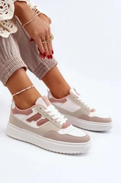 Clearance Damskie Niskie Sneakersy Beżowe Regines Damskie Buty Sportowe Na Platformie|Sneakersy Damskie