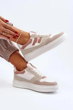 Clearance Damskie Niskie Sneakersy Beżowe Regines Damskie Buty Sportowe Na Platformie|Sneakersy Damskie