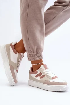 Clearance Damskie Niskie Sneakersy Beżowe Regines Damskie Buty Sportowe Na Platformie|Sneakersy Damskie