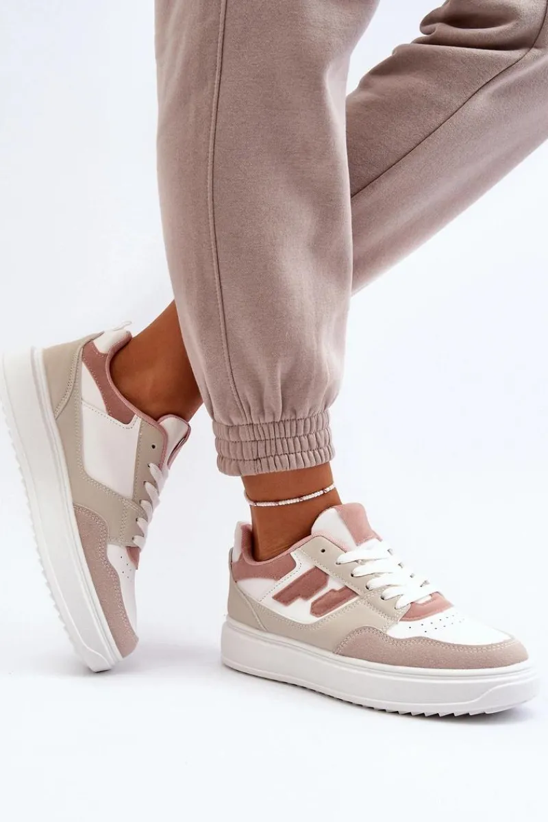 Clearance Damskie Niskie Sneakersy Beżowe Regines Damskie Buty Sportowe Na Platformie|Sneakersy Damskie