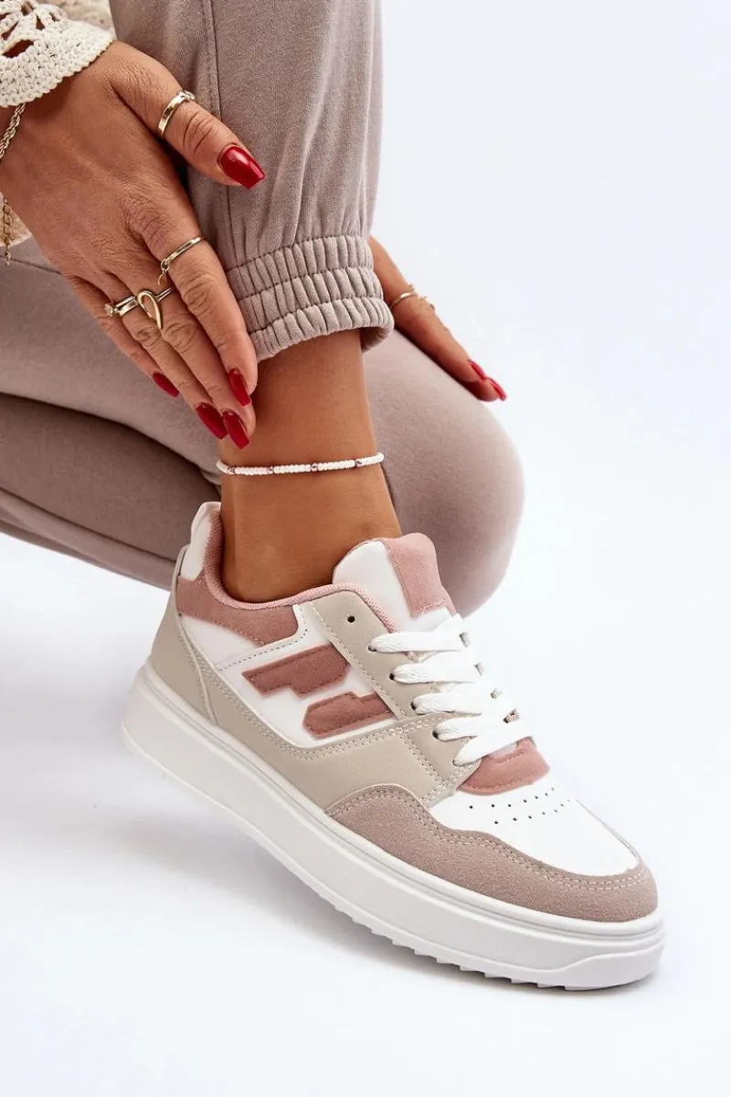 Clearance Damskie Niskie Sneakersy Beżowe Regines Damskie Buty Sportowe Na Platformie|Sneakersy Damskie