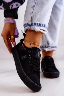 New Damskie Niskie Tenisówki Big Star JJ274563 Czarne Damskie Trampki Damskie Big Star|Trampki Damskie Niskie