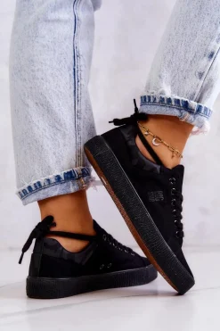 New Damskie Niskie Tenisówki Big Star JJ274563 Czarne Damskie Trampki Damskie Big Star|Trampki Damskie Niskie