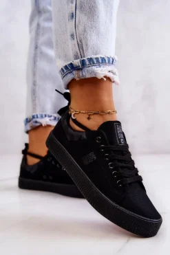 New Damskie Niskie Tenisówki Big Star JJ274563 Czarne Damskie Trampki Damskie Big Star|Trampki Damskie Niskie