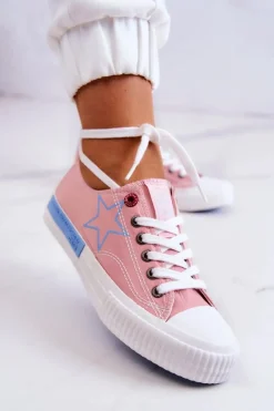Discount Big Star Shoes Damskie Niskie Trampki BIG STAR JJ274385 Różowe