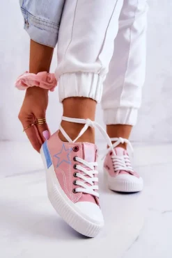 Discount Big Star Shoes Damskie Niskie Trampki BIG STAR JJ274385 Różowe