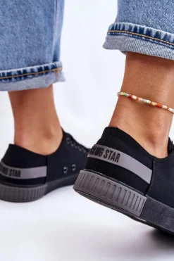 Hot Big Star Shoes Damskie Niskie Trampki Big Star LL274038 Czarne