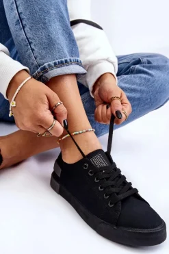 Hot Big Star Shoes Damskie Niskie Trampki Big Star LL274038 Czarne