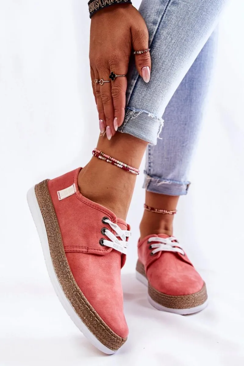 Trampki Damskie Big Star|Trampki Damskie Niskie>Big Star Shoes Damskie Niskie Trampki Memory Foam System Big Star KK276006 Koralowe