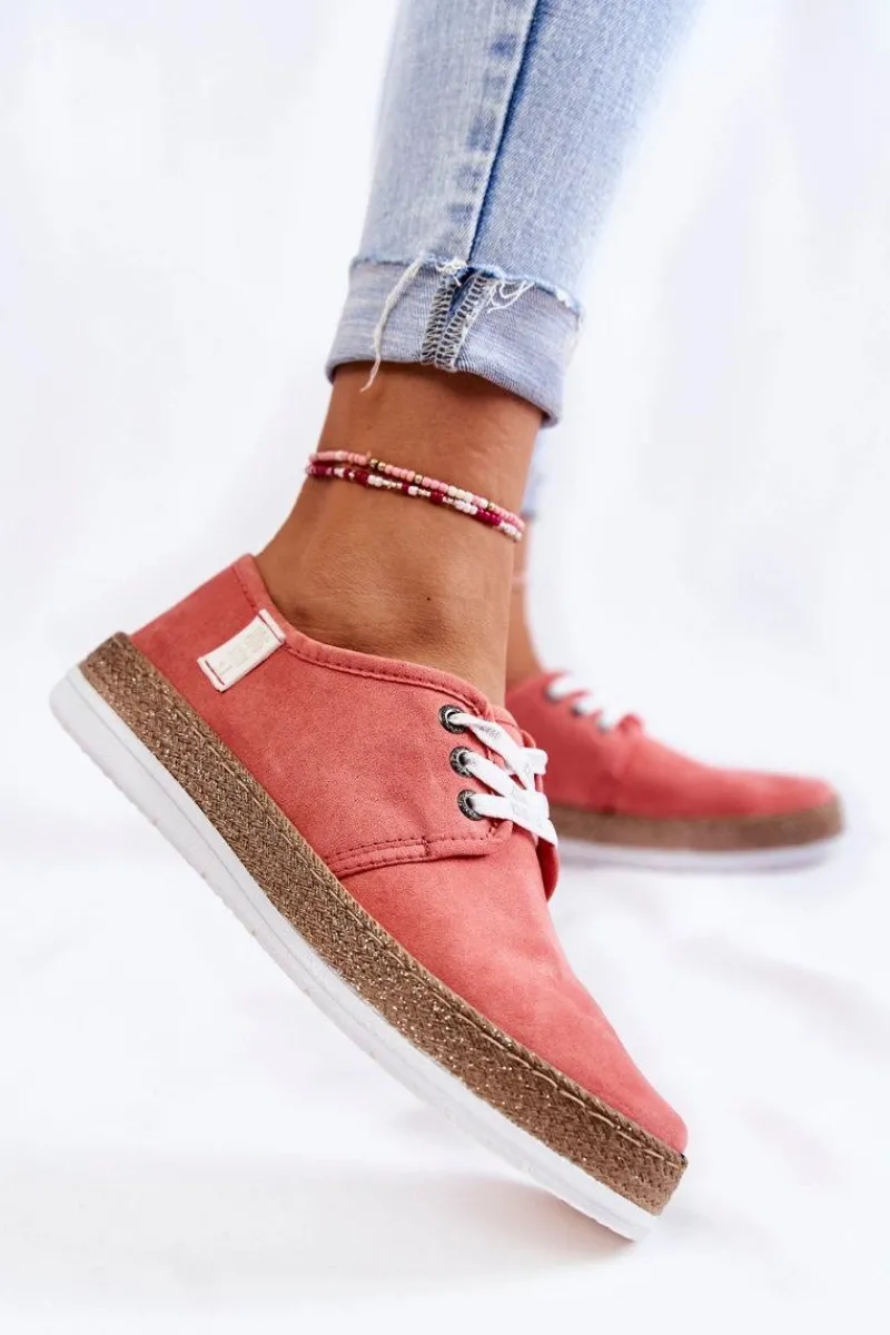 Trampki Damskie Big Star|Trampki Damskie Niskie>Big Star Shoes Damskie Niskie Trampki Memory Foam System Big Star KK276006 Koralowe