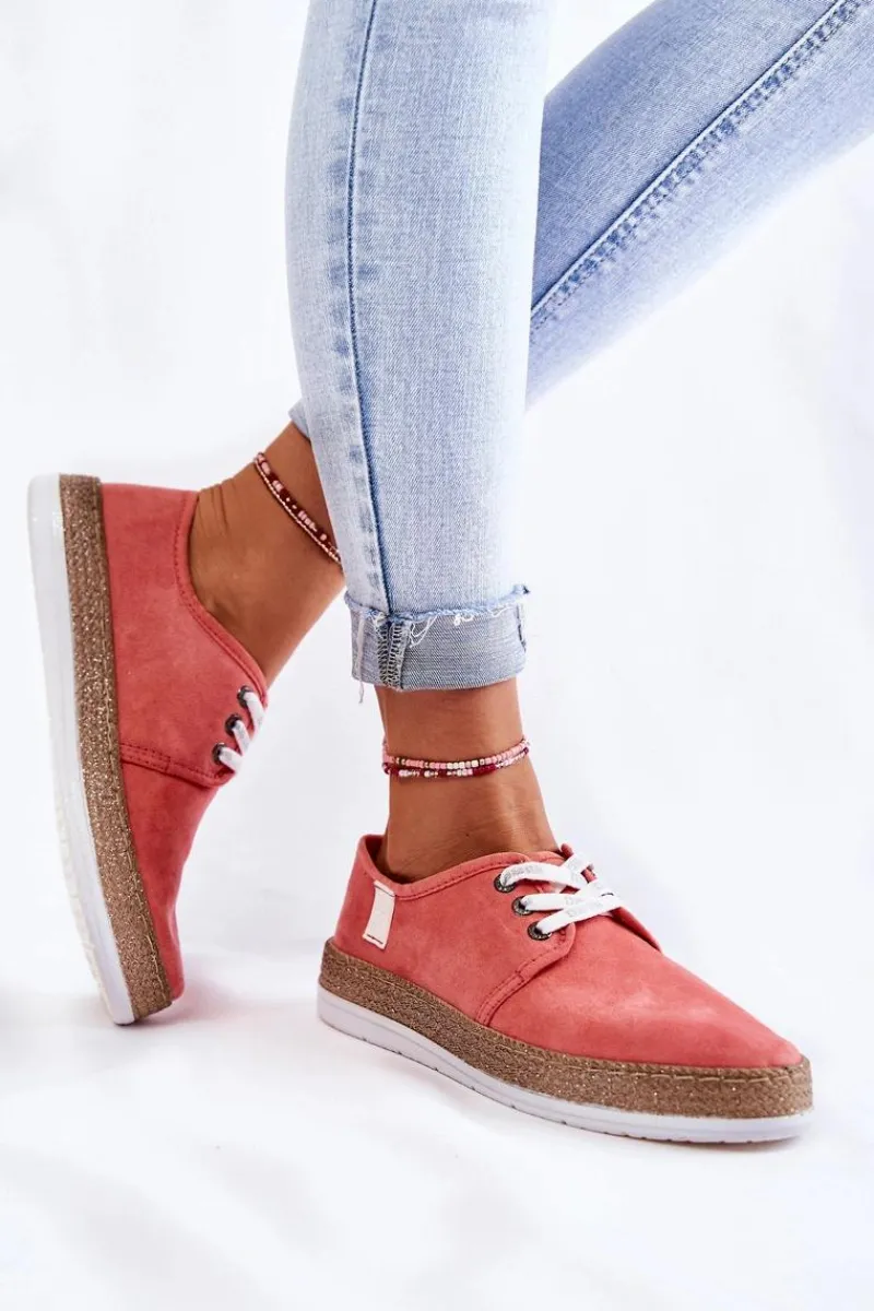 Trampki Damskie Big Star|Trampki Damskie Niskie>Big Star Shoes Damskie Niskie Trampki Memory Foam System Big Star KK276006 Koralowe