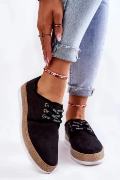 Hot Big Star Shoes Damskie Niskie Trampki Memory Foam System Big Star KK276004 Czarne