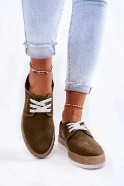 New Big Star Shoes Damskie Niskie Trampki Memory Foam System Big Star KK276007 Khaki