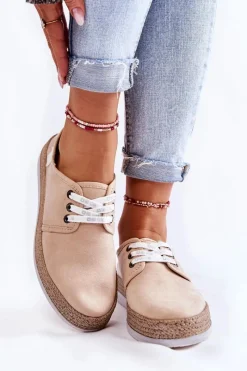 Best Damskie Niskie Trampki Memory Foam System Big Star KK276005 Beżowe Damskie Trampki Damskie Big Star|Trampki Damskie Niskie