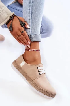 Best Damskie Niskie Trampki Memory Foam System Big Star KK276005 Beżowe Damskie Trampki Damskie Big Star|Trampki Damskie Niskie