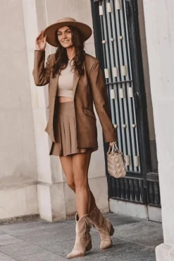 Clearance Damskie Niskie Zamszowe Kozaki Kowbojki Beżowe Elyse Damskie Kozaki Wiosenne|Kozaki Ażurowe