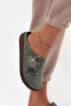 Online INBLU Damskie Obuwie Domowe Kapcie NL000011 Zielone Zielony