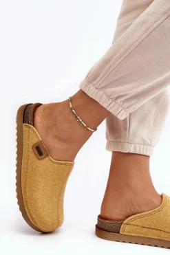 Discount Damskie Obuwie Domowe Kapcie DJ000010 Żółte Damskie Kapcie Klasyczne|Klapki Damskie Klasyczne