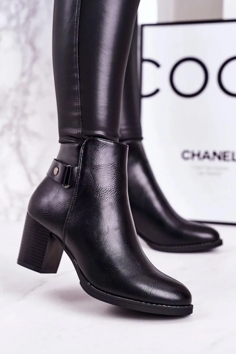 Clearance Boto Damskie Ocieplane Botki Na Słupku Czarne Unstoppable