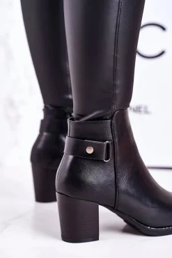 Clearance Boto Damskie Ocieplane Botki Na Słupku Czarne Unstoppable