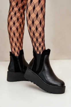 Botki Na Koturnie|Czarne Botki>Boto Damskie Ocieplane Botki Na Platformie I Koturnie Czarne Mivanira