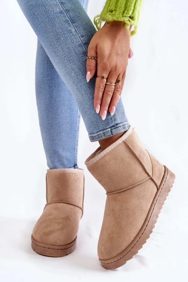 Śniegowce Damskie>Boto Damskie Ocieplane Botki Śniegowce Jasnobeżowe Virgina