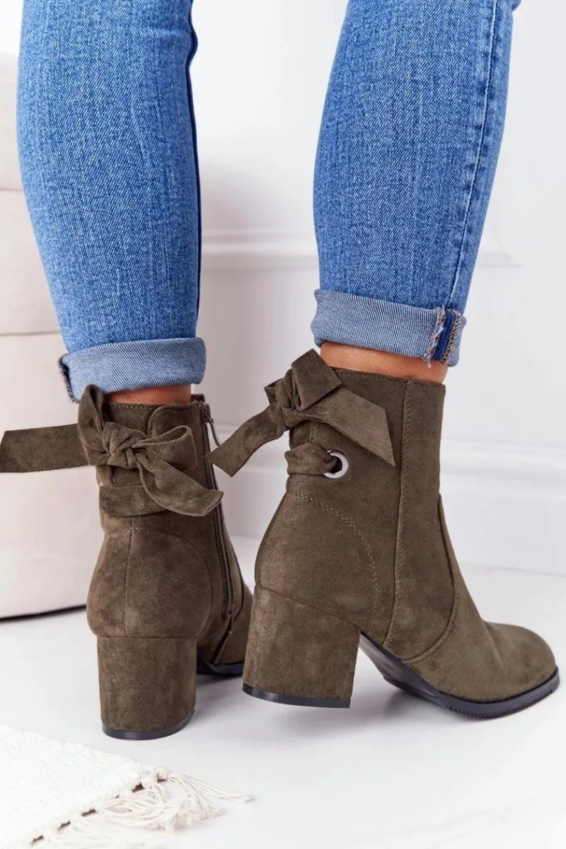 Botki Na Słupku|Czarne Botki>Boto Damskie Ocieplane Botki Na Słupku Zielone Kayla