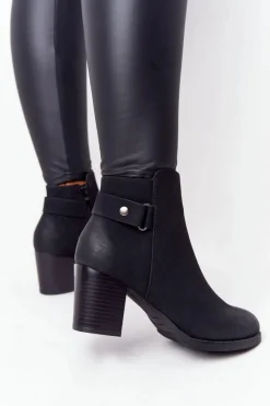 Clearance Damskie Ocieplane Botki Na Słupku Nubuk Czarne Unstoppable Damskie Botki Na Słupku|Czarne Botki