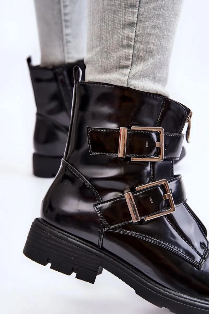 Online Damskie Ocieplane Botki Na Płaskim Obcasie Z Suwakiem Czarne Joshie Damskie Czarne Botki|Botki Zimowe Damskie