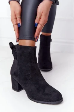 Best Boto Damskie Ocieplane Botki Na Słupku Czarne Kayla