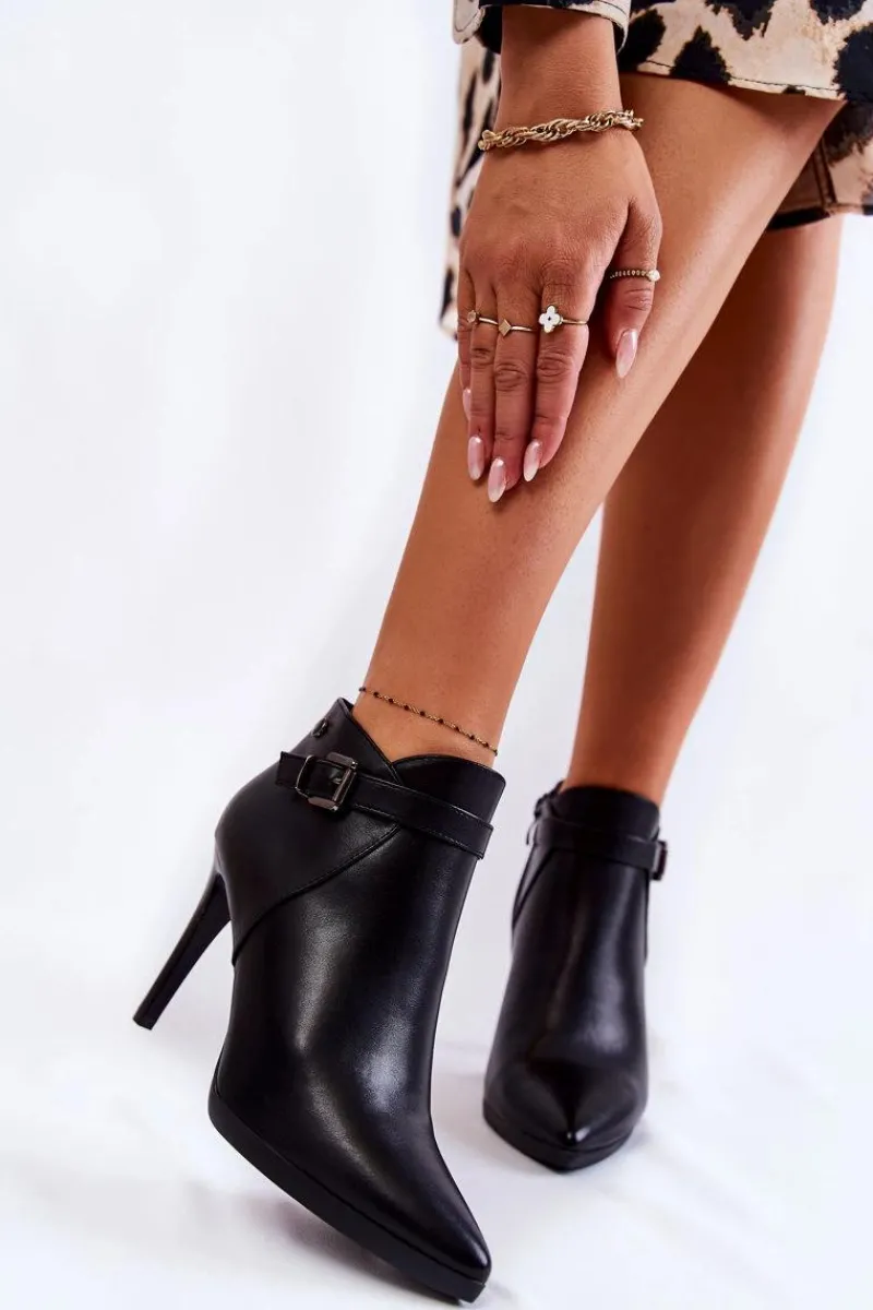 Online Damskie Ocieplane Botki Na Szpilce Czarne Tone Damskie Czarne Botki|Botki Zimowe Damskie