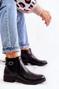 Czarne Botki|Botki Zimowe Damskie><noscript><img width=