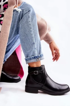 Czarne Botki|Botki Zimowe Damskie><noscript><img width=