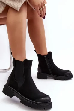 Hot Boto Damskie Ocieplane Botki Sztyblety Na Suwak Czarne Vesta