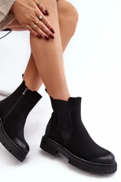 Hot Boto Damskie Ocieplane Botki Sztyblety Na Suwak Czarne Vesta