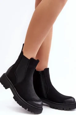 Hot Boto Damskie Ocieplane Botki Sztyblety Na Suwak Czarne Vesta