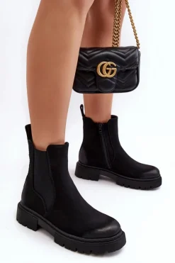 Hot Boto Damskie Ocieplane Botki Sztyblety Na Suwak Czarne Vesta